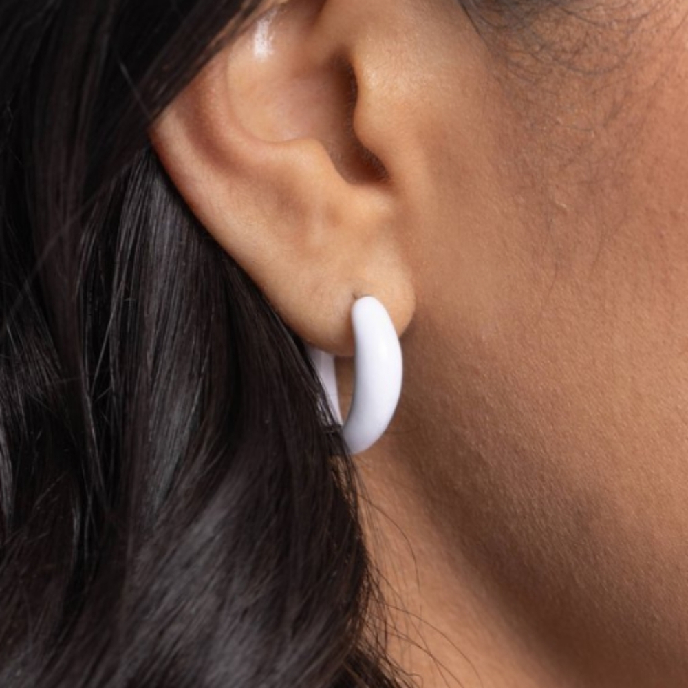 White Hinge Earrings